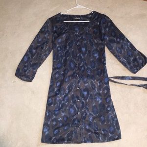 EXPRESS blue cheetah long sleeve dress